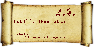 Lukáts Henrietta névjegykártya